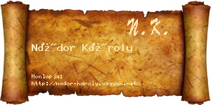 Nádor Károly névjegykártya