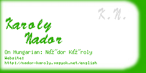 karoly nador business card